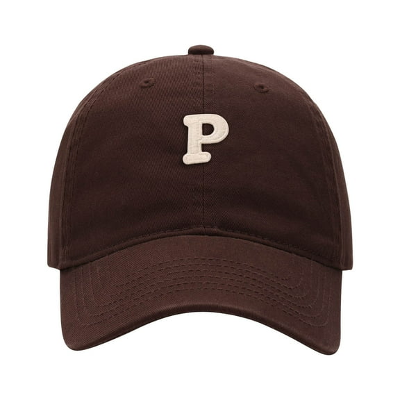 Women Mens Baseball Cap Letter P Embroidered Baseball Cap Adjustable Sun Hat For Casual Outdoor Coffee One Size