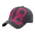 thumbnail image 1 of Women Mens Baseball Cap Womens Distressed Washed Denim Soft Top Letter Print Sun Hat Adjustable For Running Workouts Grey One Size, 1 of 7