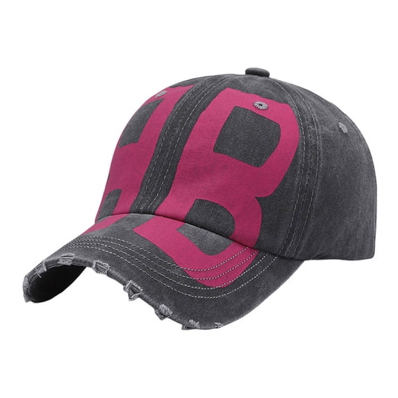Women Mens Baseball Cap Womens Distressed Washed Denim Soft Top Letter Print Sun Hat Adjustable For Running Workouts Grey One Size