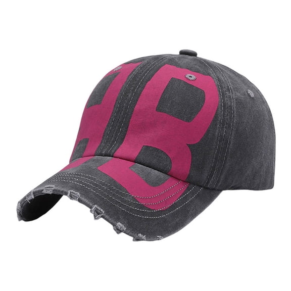 Women Mens Baseball Cap Womens Distressed Washed Denim Soft Top Letter Print Sun Hat Adjustable For Running Workouts Grey One Size