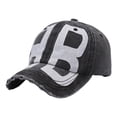 thumbnail image 1 of Women Mens Baseball Cap Womens Distressed Washed Denim Soft Top Letter Print Sun Hat Adjustable Running Workouts Black One Size, 1 of 3