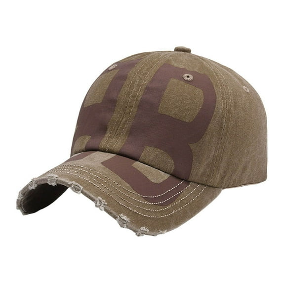 Women Mens Baseball Cap Womens Distressed Washed Denim Soft Top Letter Print Sun Hat Adjustable Running Workouts Khaki One Size