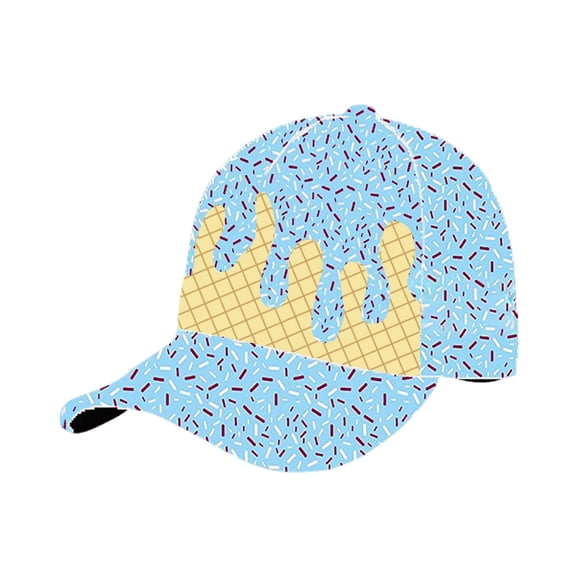 Women Mens Baseball Caps Ice Cream Print Adjustable Sun Hat Casual Outdoor Sporty Cap Sun Protection Sky Blue One Size