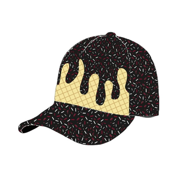 Women Mens Baseball Caps Ice Cream Print Baseball Cap Adjustable Sun Hat Casual Outdoor Sporty Cap Sun Protection Black One Size