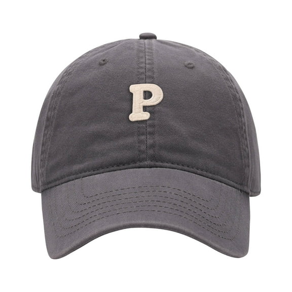 Women Mens Baseball Caps Letter P Soft Top Baseball Cap Adjustable Outdoor Sun Hat For Casual Wear Light Gray One Size