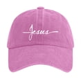 thumbnail image 1 of Women Mens Baseball Caps Washed Cotton Baseball Cap With Jesus Cross Print Adjustable Religious Unisex Hat For Pink One Size, 1 of 3