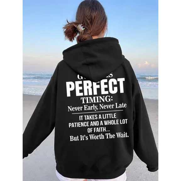 Women Mens Fashion Letter Print 1 Side Hoodie S-5Xl Soft Stretch Pocket Fabric