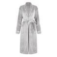 thumbnail image 1 of Women Mens Plush Robes Winter Fleece Warm Comfy Solid Color Long Sleeve Bathrobes Belted Sleepwear with Pockets, 1 of 6