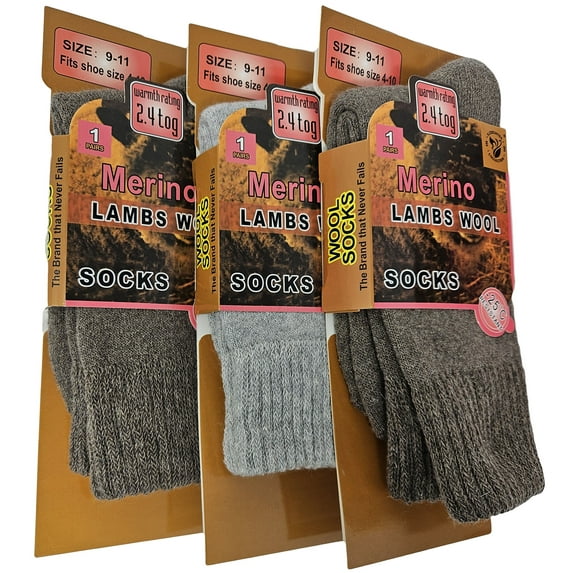 Women Merino Lamb Wool Socks, Thermal Heavy Duty Warm Winter Socks, 3 Pairs