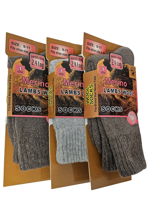 Women Merino Lamb Wool Socks, Thermal Heavy Duty Warm Winter Socks, 3 Pairs