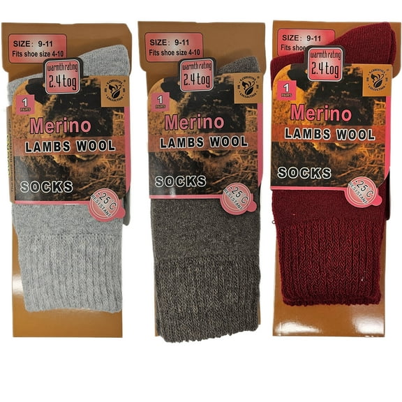 Women Merino Lamb Wool Socks, Thermal Heavy Duty Warm Winter Socks, 3 Pairs