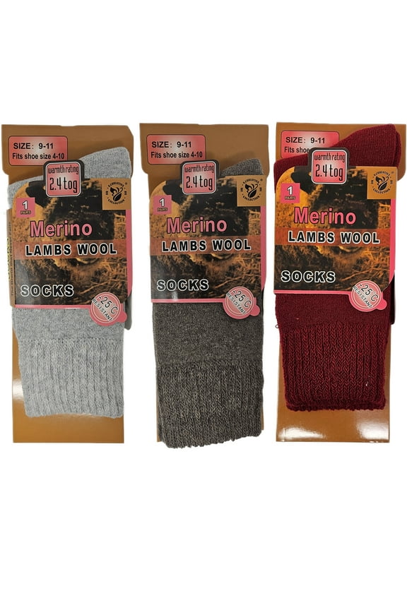 Women Merino Lamb Wool Socks, Thermal Heavy Duty Warm Winter Socks, 3 Pairs