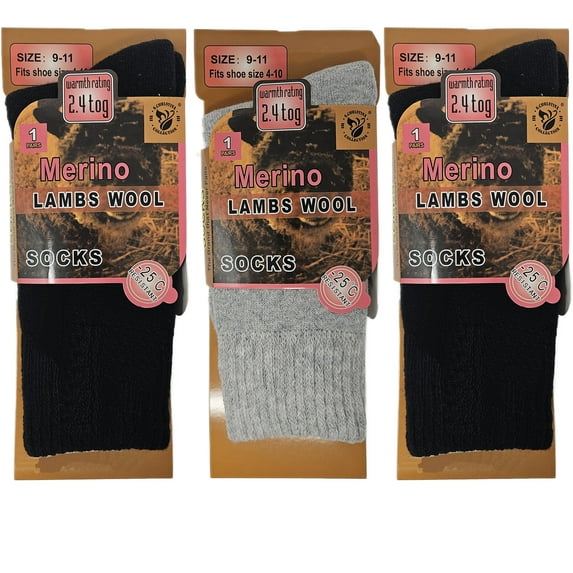 Women Merino Lamb Wool Socks, Thermal Heavy Duty Warm Winter Socks, 3 Pairs