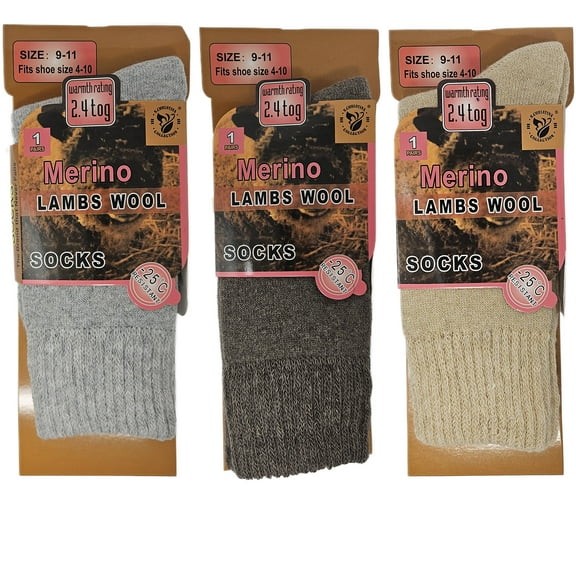 Women Merino Lamb Wool Socks, Thermal Heavy Duty Warm Winter Socks, 3 Pairs