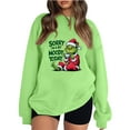 thumbnail image 1 of Women Merry Christmas Sweatshirt Green Monster Funny Cute Xmas Holiday Winter Oversized Pullover Fluorescent Green XL, 1 of 2
