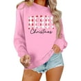 thumbnail image 1 of Women Merry Christmas Sweatshirts Plaid Letter Print Crewneck Tunic Tops Long Sleeve Xmas Holiday Party Pullover, 1 of 4