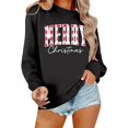 thumbnail image 1 of Women Merry Christmas Sweatshirts Plaid Letter Print Crewneck Tunic Tops Long Sleeve Xmas Holiday Party Pullover, 1 of 4