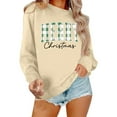 thumbnail image 1 of Women Merry Christmas Sweatshirts Plaid Letter Print Crewneck Tunic Tops Long Sleeve Xmas Holiday Party Pullover, 1 of 4