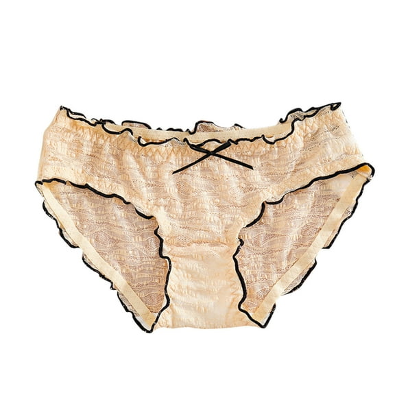 Women Mesh Bow Lace Transparent String Sexy Underwear Back Bandage Hollow Out Panties String Briefs