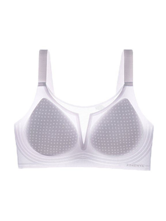 Women Mesh Breathable Wire Free Bralette, V Cut Neck Seamless Comfort Bra with Wide Shoulder Straps, Lightweight Ventilated No Underwire Intimates for Daily Light Sport Sleep Wear