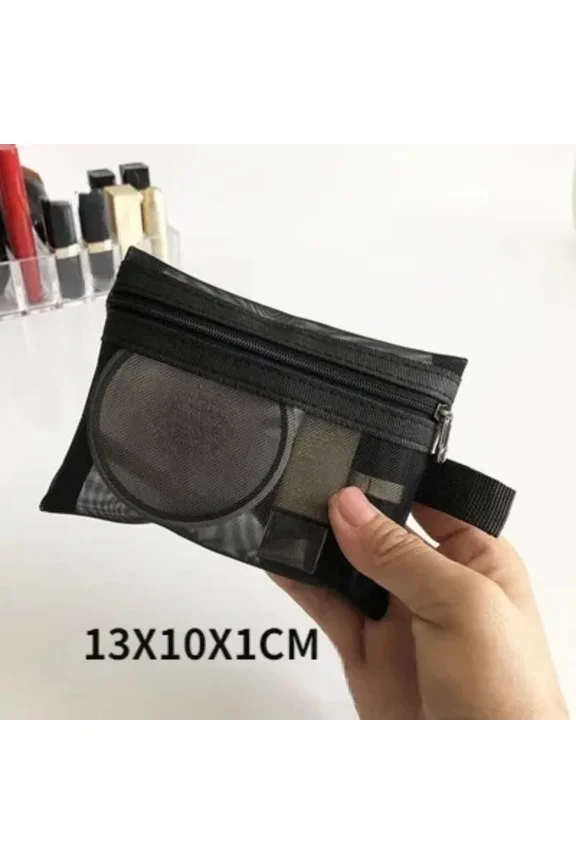 Women Mesh Cosmetic Bag Travel Storage Makeup Bag Organizer Female Make Up Pouch Portable Small Large Toiletry Beauty Case