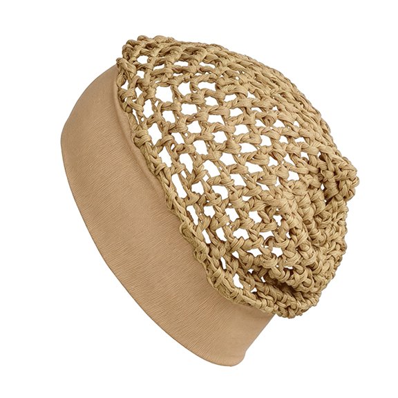 Women Mesh Crochet Hairnet, Wide Elastic Band, Breathable Knit Snood Hat, Non-slip Turban Liner Cap, Hair Wrap for Sleeping
