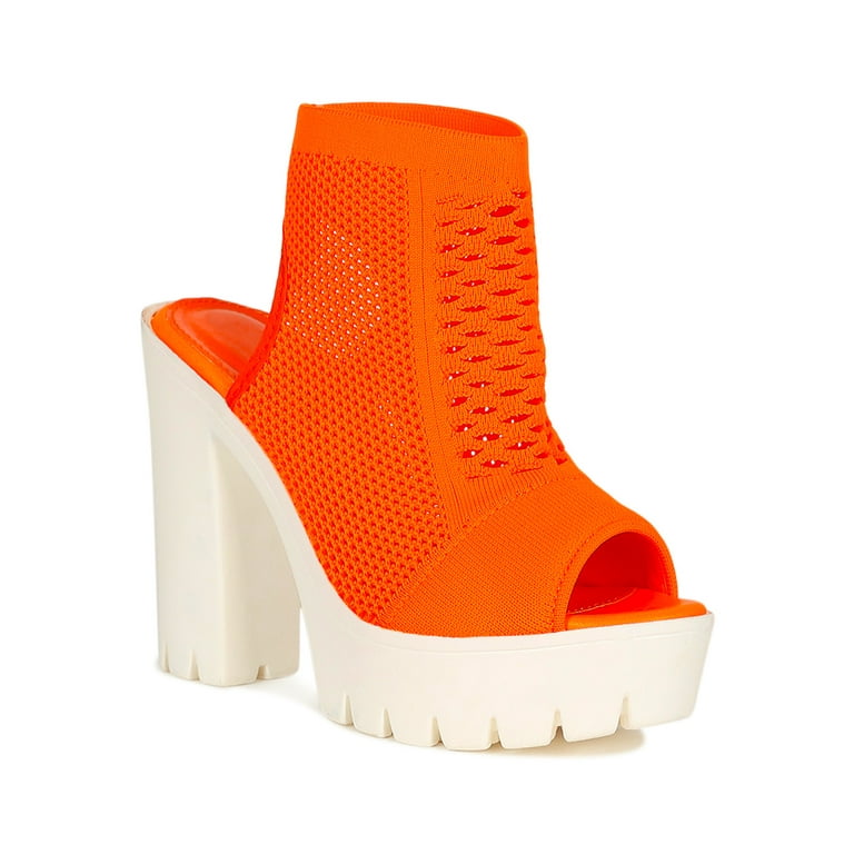 Women Mesh Knit Peep Toe Chunky Platform Booties 18662 Walmart