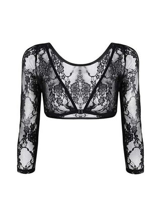 Black Sheer Kimono Transparent Sheer Tops for Women Lace Top See