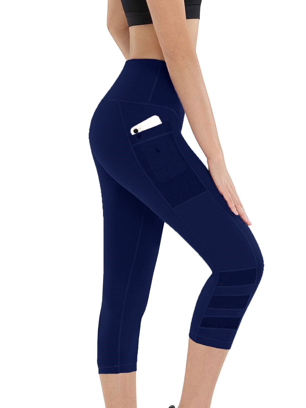 Women Mesh Patchwork Skinny Sport Capri Pants High Waist Yoga Pants