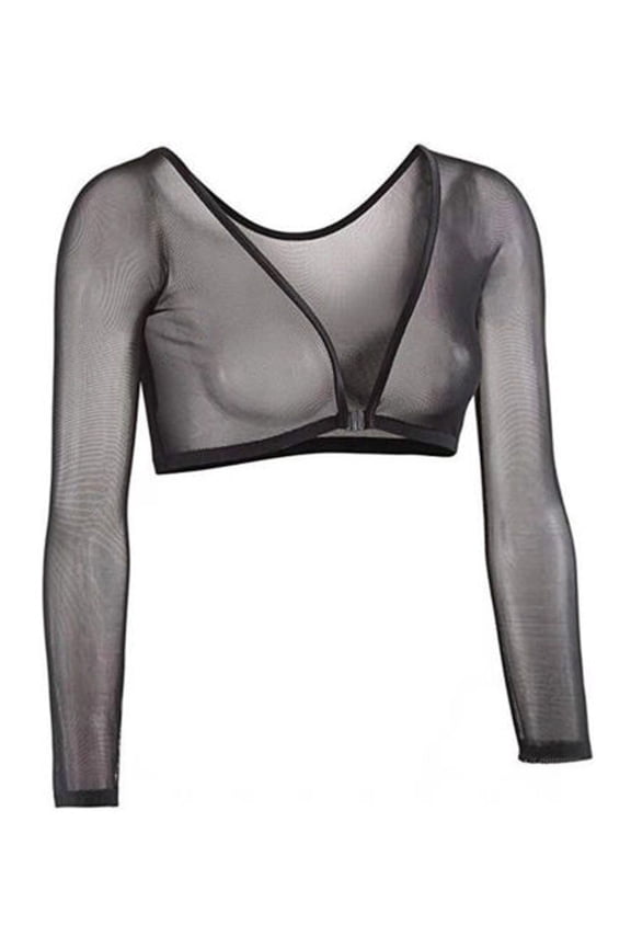 Women Mesh Plus Size Seamless Arm Shaper Crop Top Shirt Blouses, Slim Upper Sleeves Lightweight Armwear Wrap