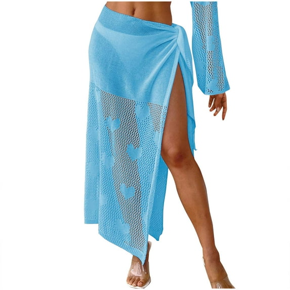 Women Mesh Sarong Wraps See Through Swimsuit Coverups Bathing Suit Beach Cover Up Long Skirt