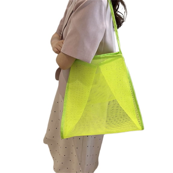 Fashion Beach Bag for Women Mesh Shoulders Bag Sand Toy Bag Large Capacity Handbag Vacation Bag Seasides Bag