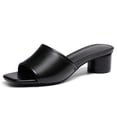 thumbnail image 1 of Women Mesh Slip-On Sandals — Square-Toe, Open-Toe, Block-Heel Slides, 1 of 3