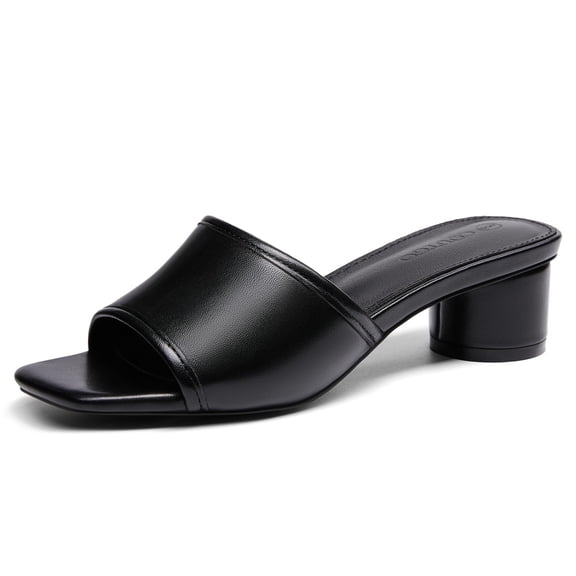 Women Mesh Slip-On Sandals — Square-Toe, Open-Toe, Block-Heel Slides