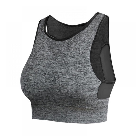 Women Mesh Sports Bras Shockproof Padded Breathable Seamless Fitness Tops Vest