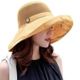 thumbnail image 1 of Women Mesh Sun Hats Summer Beach UV Protection UPF Packable Foldable Travel Wide Brim Chin Strap Yellow, 1 of 3