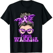 Women Messy Bun Lupus Warrior Gifts T-Shirt