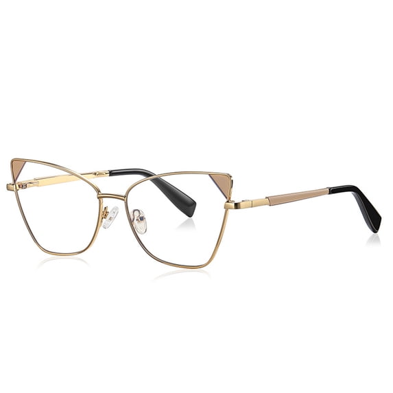 Women Metal Cat Eyes Glasses Frame Literary Candy Color Anti-Blue Light Frame
