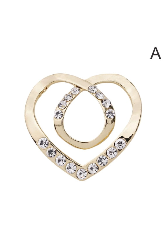 Women Metal Rhinestone Scarf Buckle Heart Scarf Brooch Clips Ring Buckle O8P6