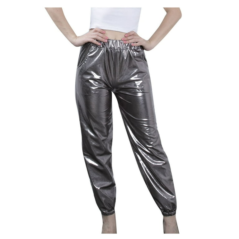 80s Metallic Disco Leggings Adult Silver 80s Metallic Disco Leggings Adult Silver