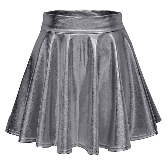 Women Metallic Skater Skirt Pleated A Line Mini Skort Breathable Comfortable Party Wear