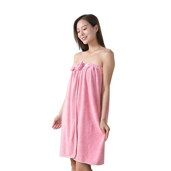 Women Microfiber Shower Robe Bath Towel Bowknot Body Wrap Towel