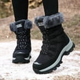 thumbnail image 1 of Women Mid Calf Snow Boots Faux Fur Lined Lace Up Non Slip Lug Sole Outdoor Warm Winter Fashion Booties Black 7.5, 1 of 9