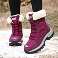 thumbnail image 1 of Women Mid Calf Snow Boots Faux Fur Lined Lace Up Non Slip Lug Sole Outdoor Warm Winter Fashion Booties Purple 5.5, 1 of 9