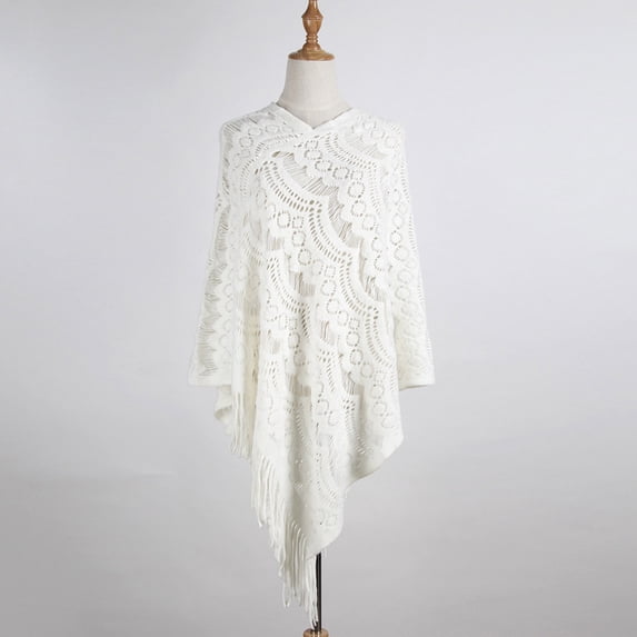 Women Mid Length Crochet Hollow Irregular Tassel Pullover Sweater Cape Shawl Knit Sweater Shawl Blanket Shawl Wraps for Women Satin for Evening Dresses Skirts for Women Summer Shawls for Women Plain