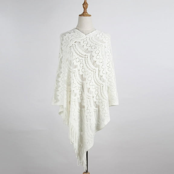 Women Mid Length Crochet Hollow Irregular Tassel Pullover Sweater Cape Shawl Knit Sweater Shawl Blanket Shawl Wraps for Women Satin for Evening Dresses Skirts for Women Summer Shawls for Women Plain