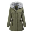 thumbnail image 1 of Women Mid Length Parka Winter Warm Fleece Lined Jacket Thicken Puffer Coat with Fur Hood Full Zip Overcoat, 1 of 7