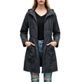 thumbnail image 1 of Women Mid Length Rain Coat Hooded Full Zip Drawstring Waist Windproof Waterproof Lightweight Casual Outdoor Hiking Jacket with Pockets Gray M, 1 of 5