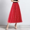 thumbnail image 1 of Women Mid Length Sequin Skirt Dance Party A Line High Waisted Skirt Holiday Party Pleated Half Skirts Skirt Long Bed Skirts Long Pleated Skirts for Women Long Skirt with Slit Bed Skirts for Adjustable, 1 of 5