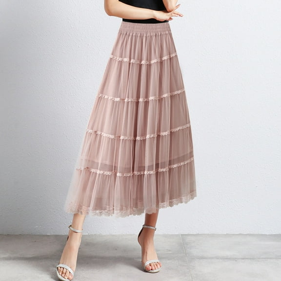 Women Mid Length Skirt Dance Party A Line High Waisted Lace Skirt Holiday Party Half Skirts Heart Skirt Jean Skirt Silk Skirts for Women Skirt Side Slit Skirt Hoop Skirt Petticoat Girls Leather Skirt